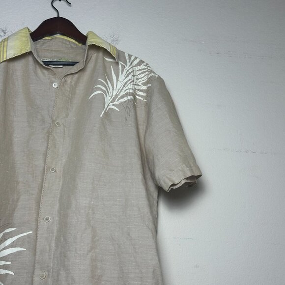 Syllables Hawaiian Linen Blend Casual Button Shirt Men XL Button Up Vacation - Picture 8 of 12